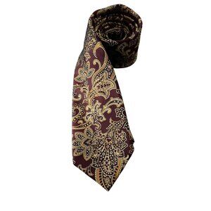 JOS. A. Bank Reserve Mens 100% Silk Necktie In Burgundy Paisley Pattern